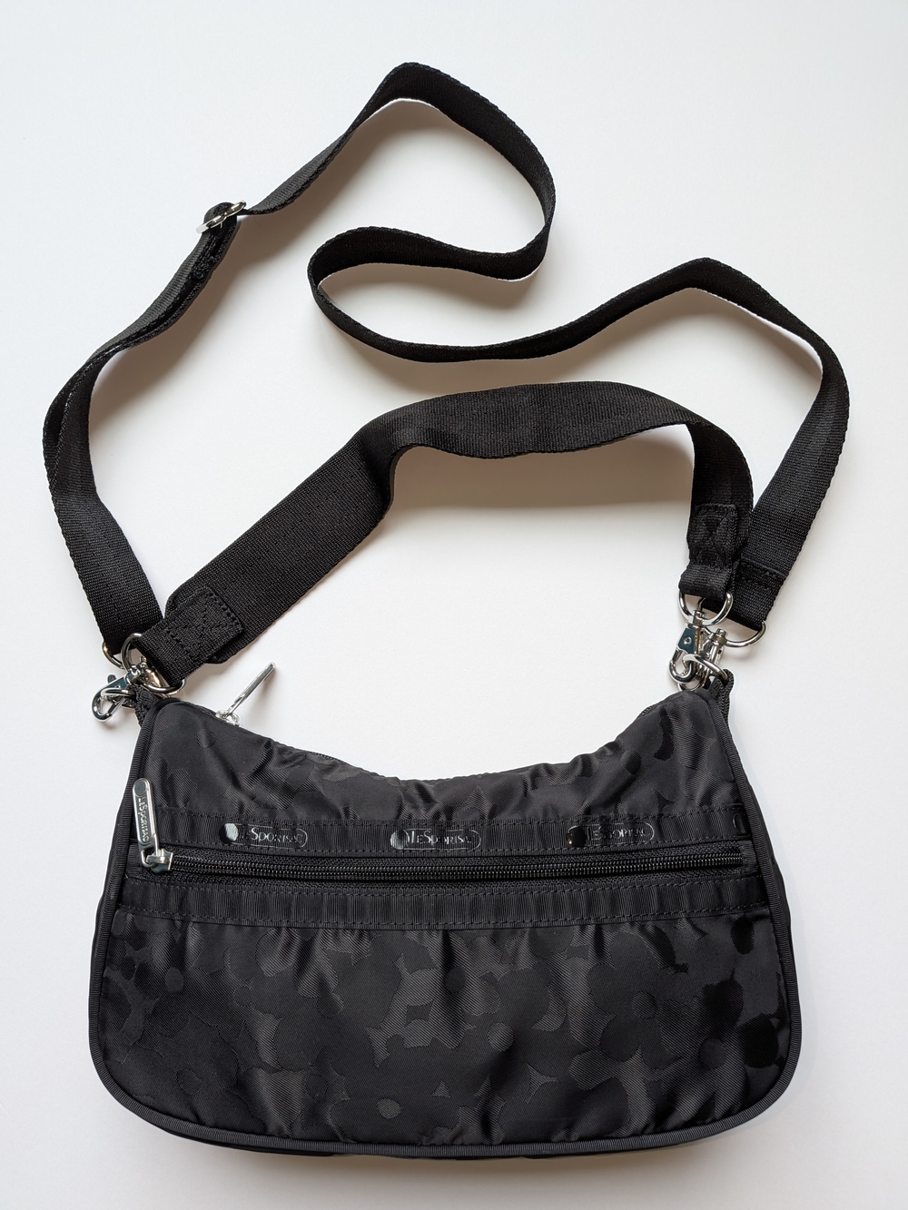 Lesportsac Black Satin-Pattern Crossbody Bag
